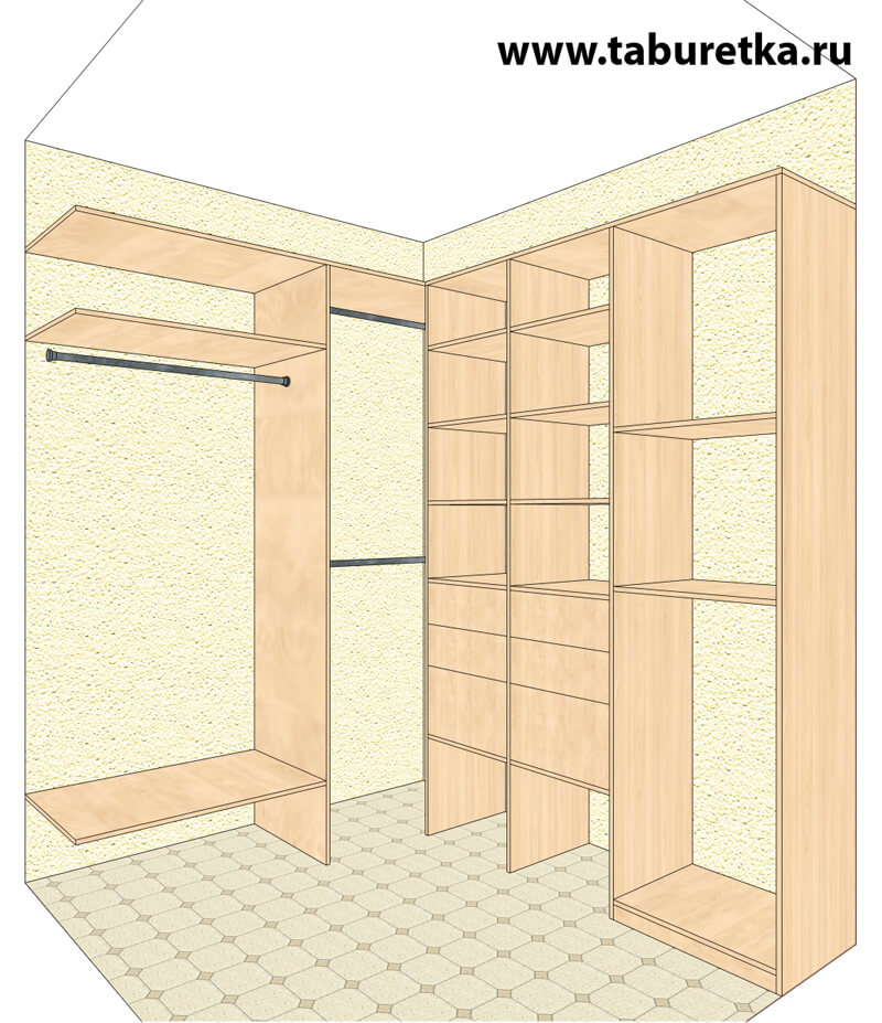 Планировка гардеробной комнаты 1 5 на 2 метра