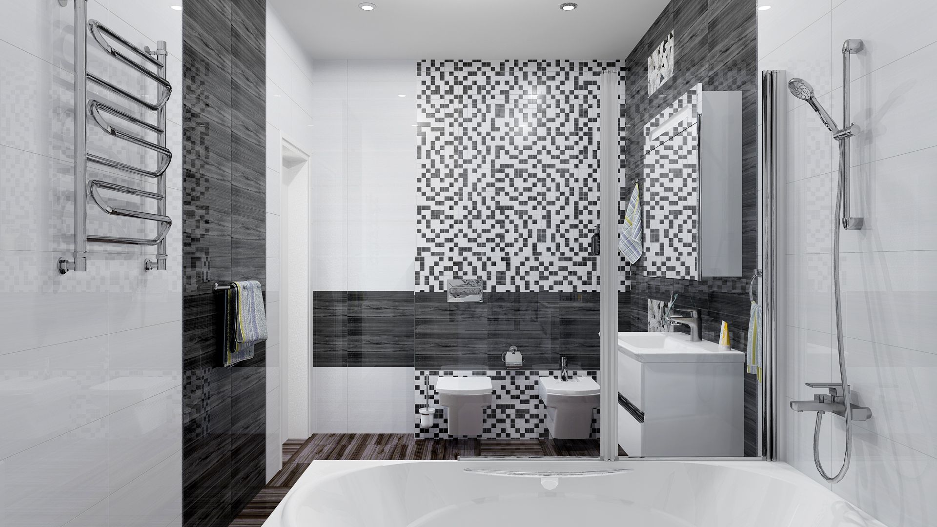 Стандартная ванная комната дизайн плитки сочетание