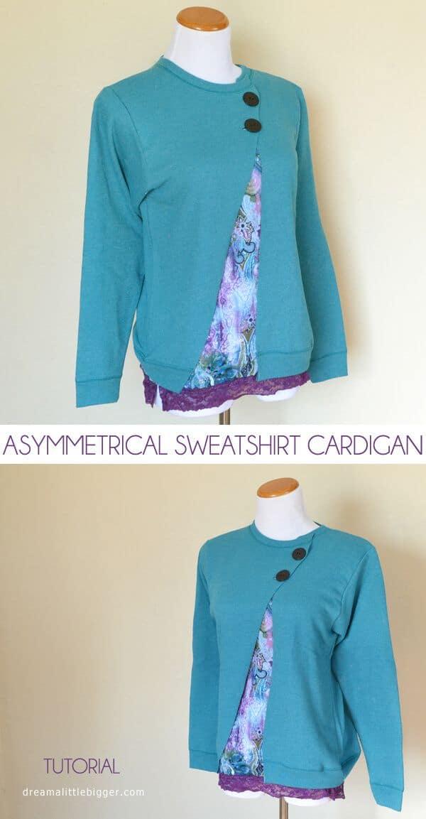 Asymmetrical sweatshirt cardigan