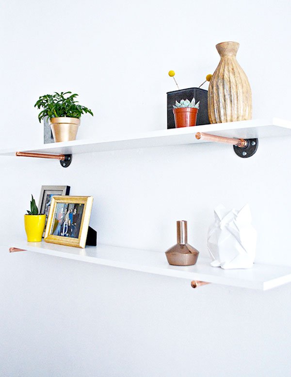 Chic and simple copper peg shelves