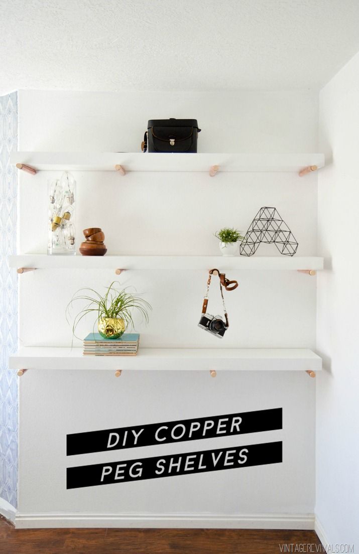 Copper peg shelves