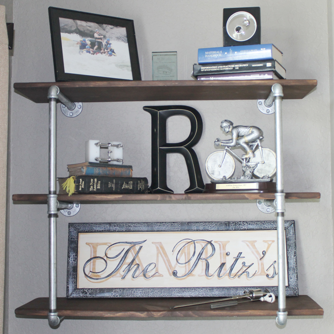 Industrial bookshelves with pipes