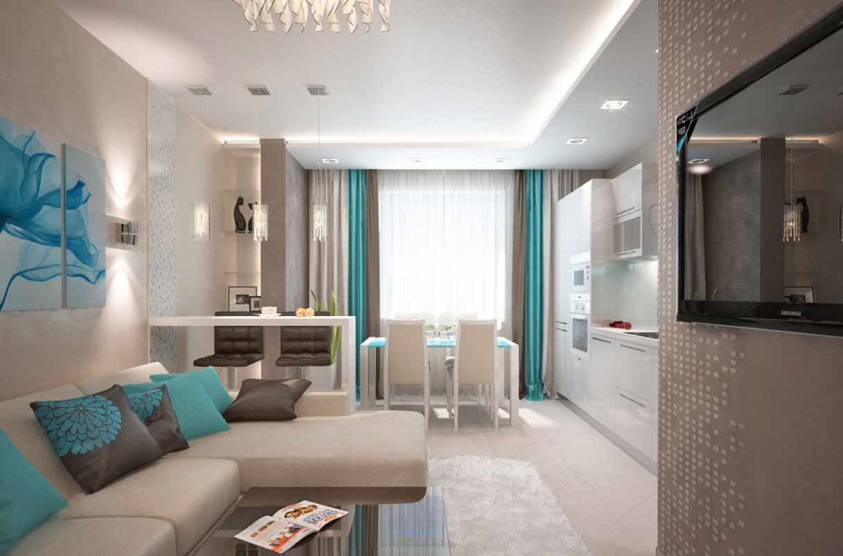 пример яркого дизайна гостиной комнаты 25 кв.м