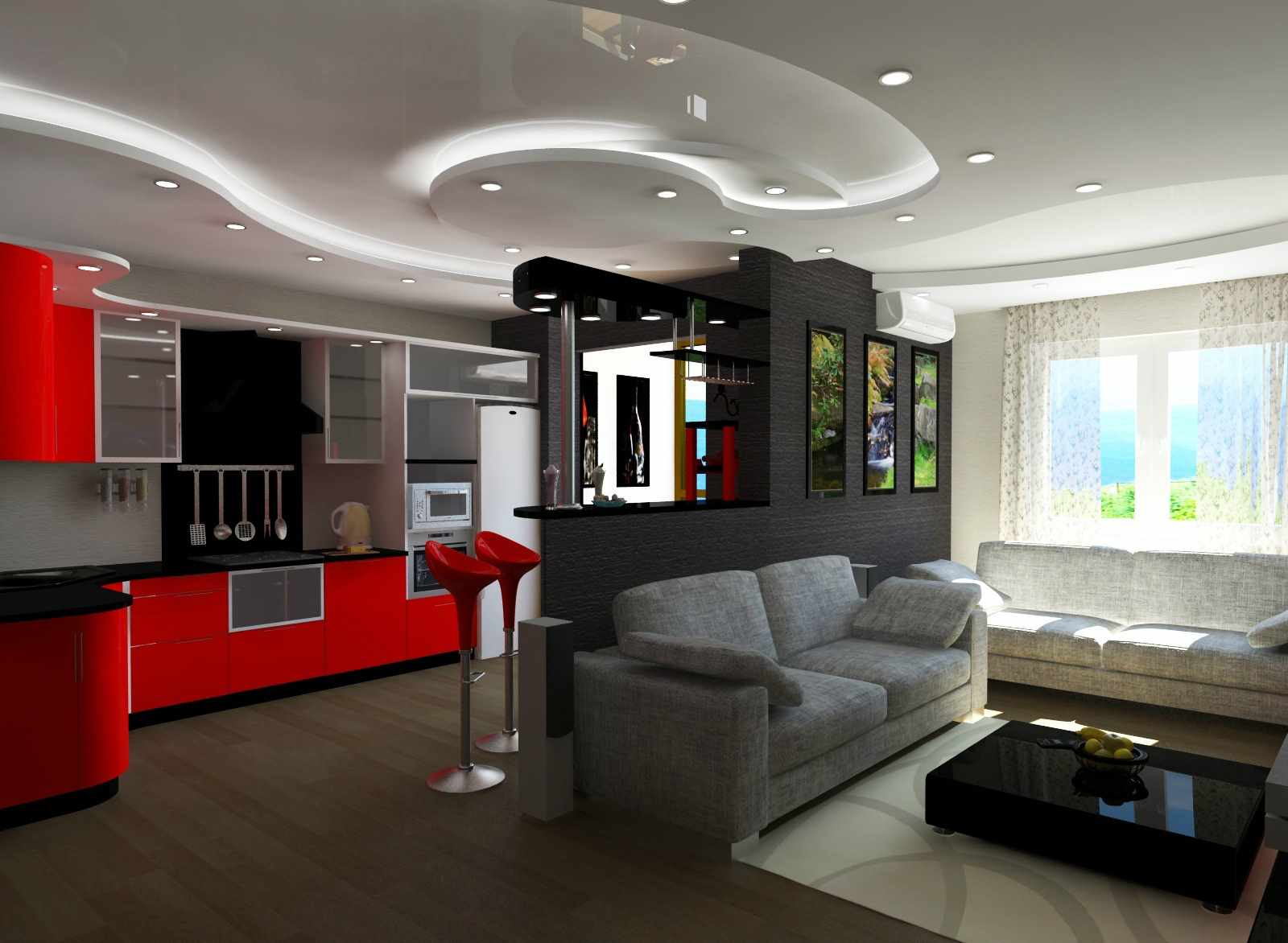 идея яркого дизайна гостиной комнаты 25 кв.м