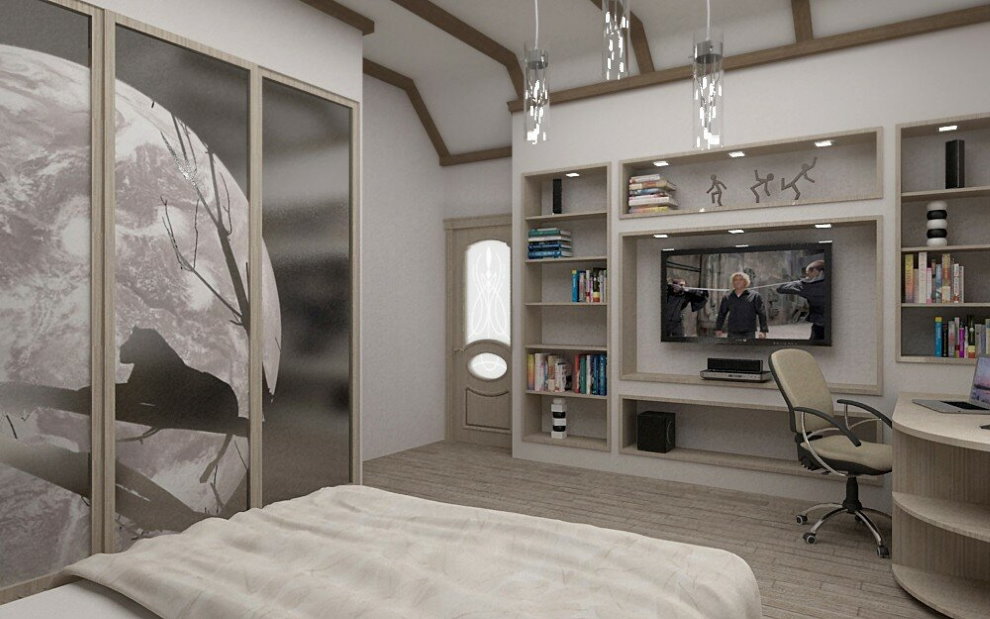 Дизайн спальни-кабинета в современном стиле