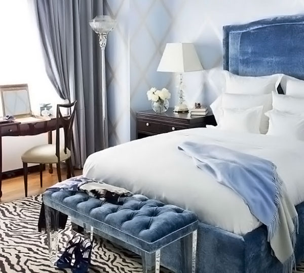 Спальня синий интерьер