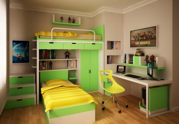 Yellow Green Teen Bedroom