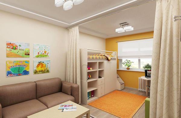 Перед тем как обустраивать гостиную-детскую, необходимо заранее составить план будущей комнаты и тщательно продумать интерьер 