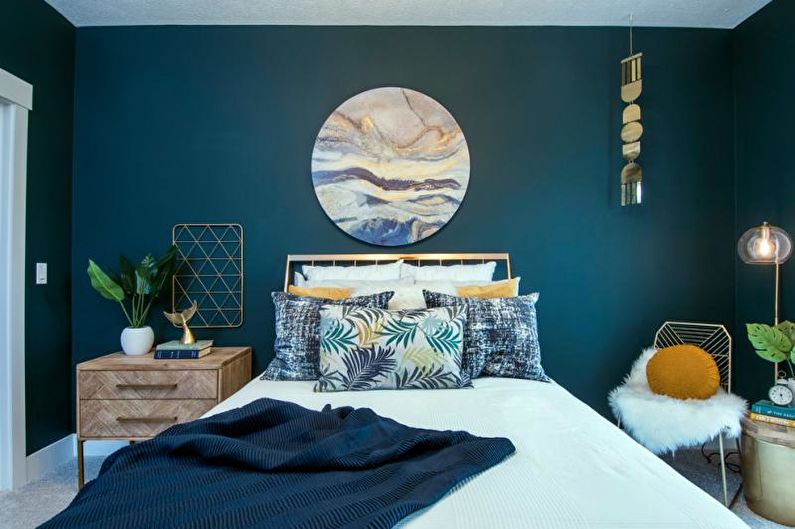 Сине-зеленая спальня - Дизайн интерьера 2018
