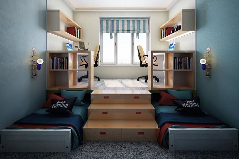 Зонирование комнаты для двоих детей - Дизайн комнаты для подростка