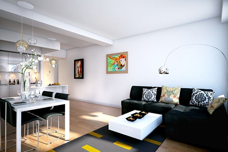 Дизайн квартиры-студии - отделка стен