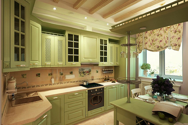 Угловая кухня в стиле прованс - Дизайн интерьера