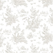 Forest Toile Grey & White Wallpaper
